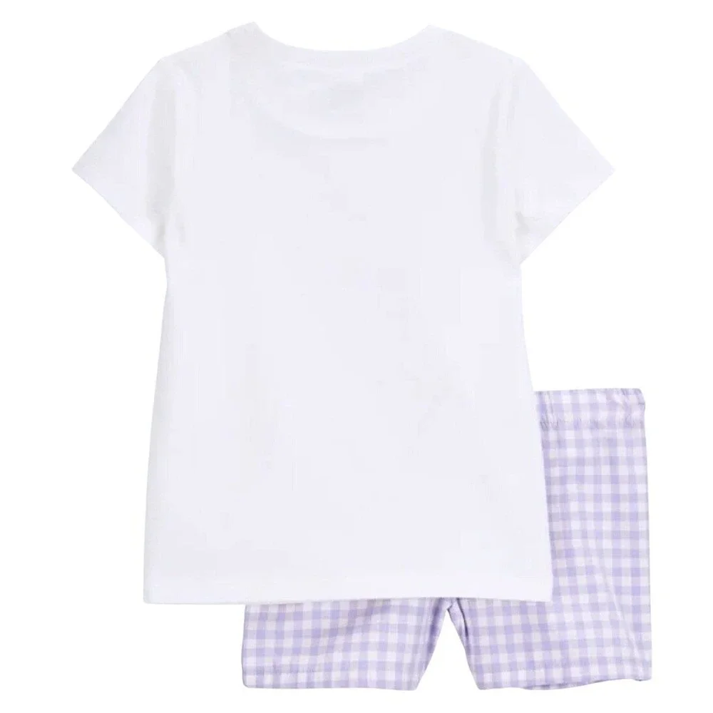 Carters 3pc Clothing Set Toddler Girls 3T Purple White Gingham Floral New